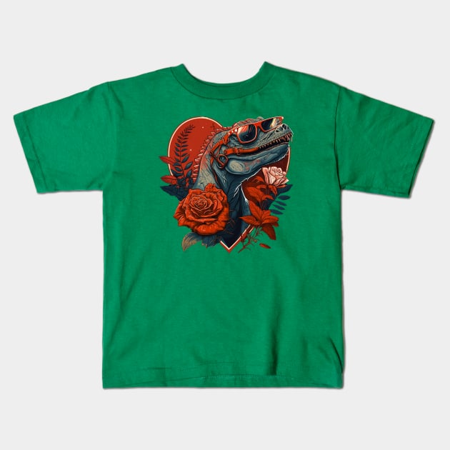 Dinosaur Valentine's Day Kids T-Shirt by Wintrly